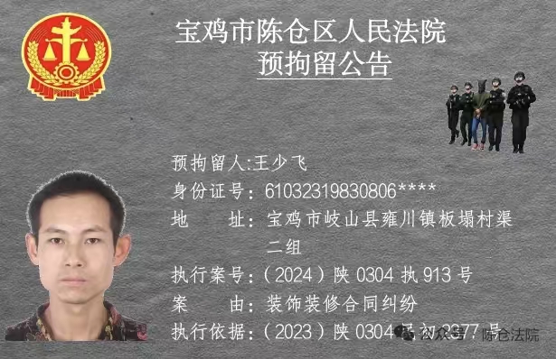 宝鸡市陈仓区人民法院预拘留公告-520发布